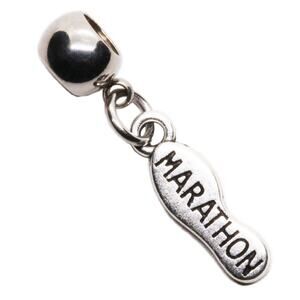 Marathon Stainless Steel Charm Bead for Running Gear, Motivational Running